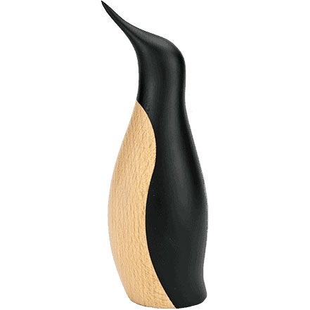 Træfigur Pingvin Sort / Naturlig, 13 cm