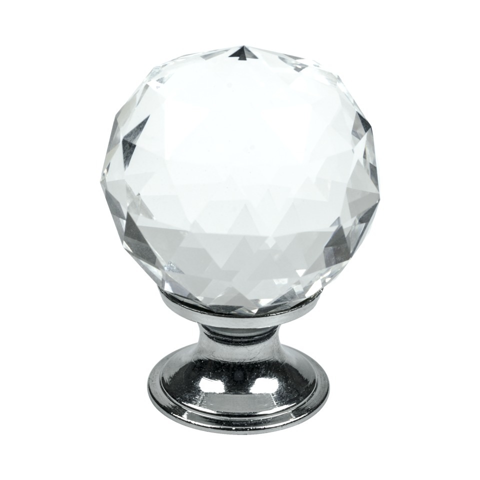 Diamond Knob, Glass/Chrome