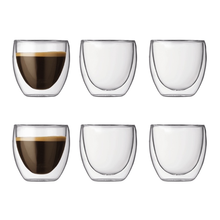 PAVINA Dobbeltvægget Espresso Glas, 8 cl, 6 Stk