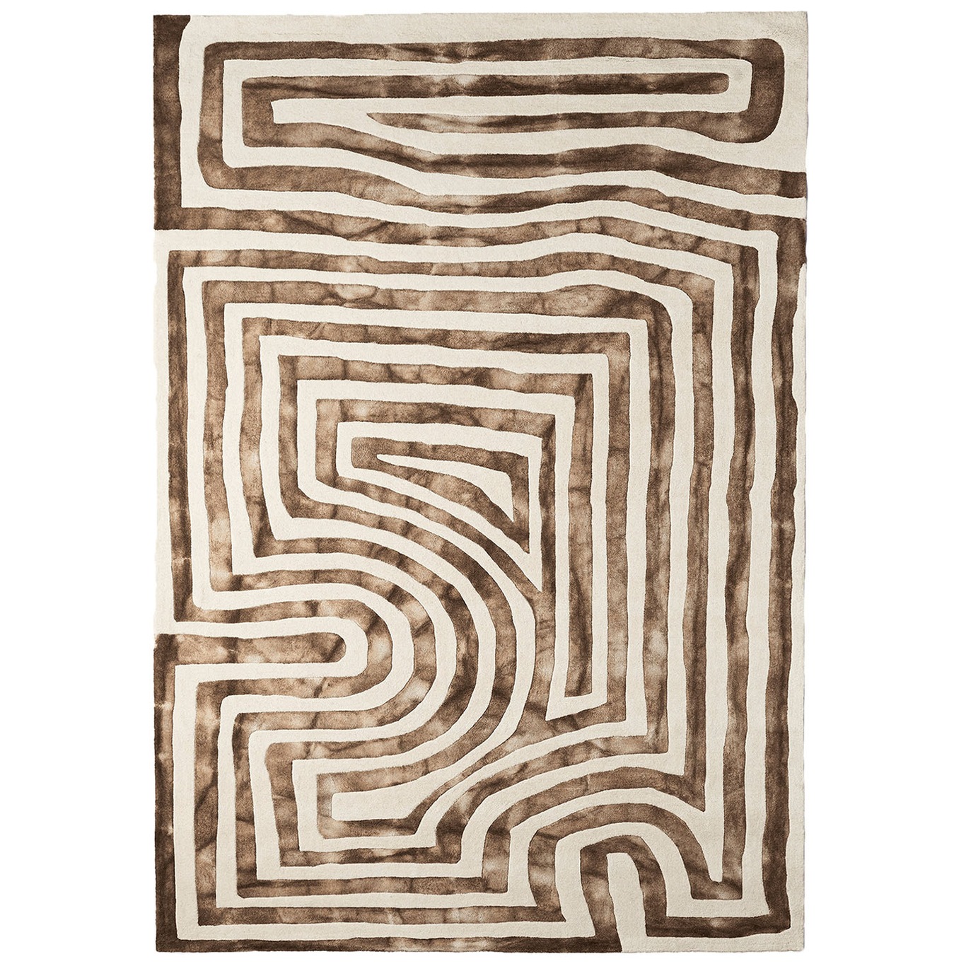 Psychadelic Labyrinth Uldgulvtæppe 300x400 cm, Beige