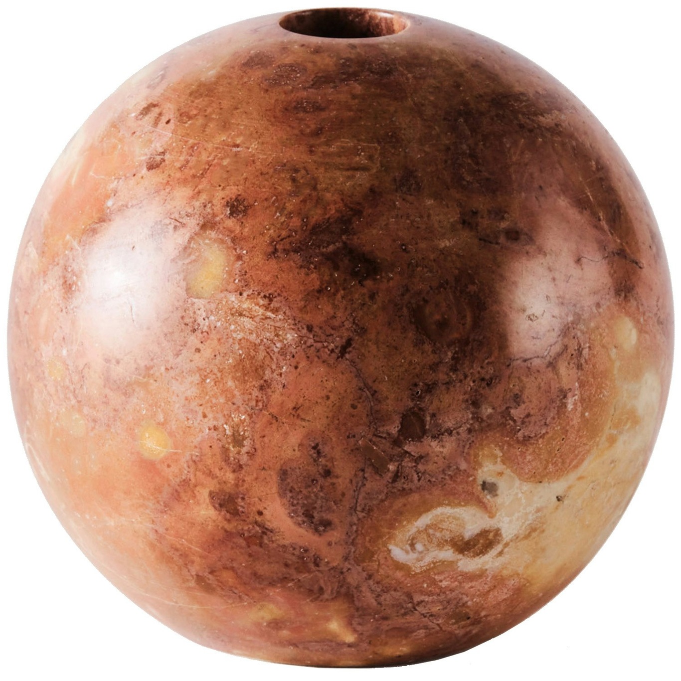 Sphere Lysestage Marmor Ø12 cm, Rød