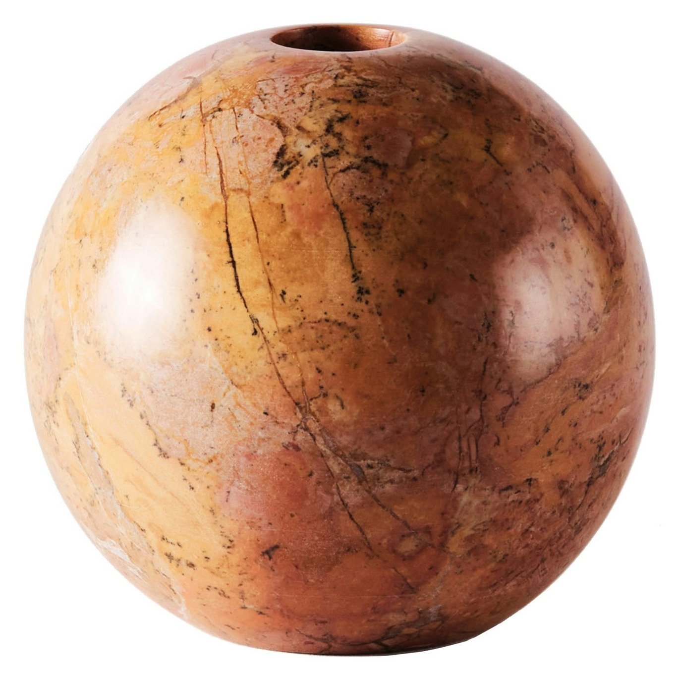 Sphere Lysestage Marmor Ø10 cm, Rød