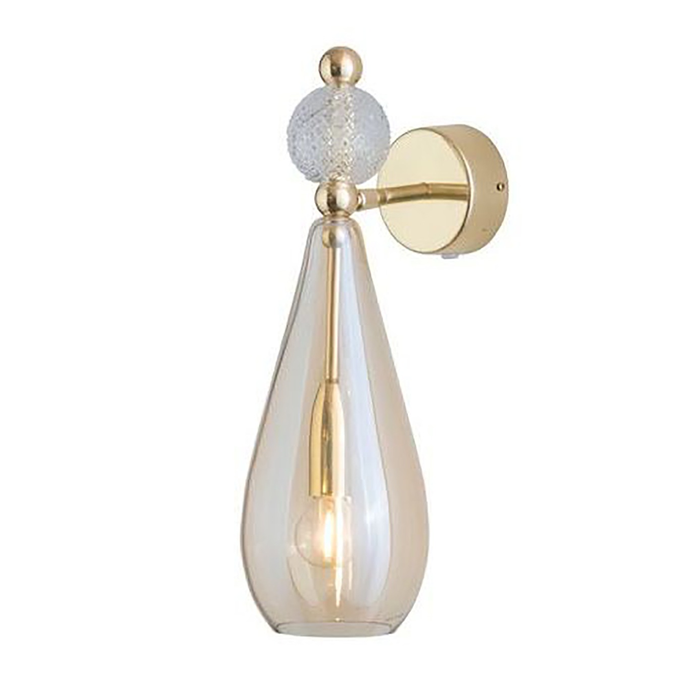 Smykke Væglampe, Golden Smoke / Crystal Check Ball / Shiny Gold