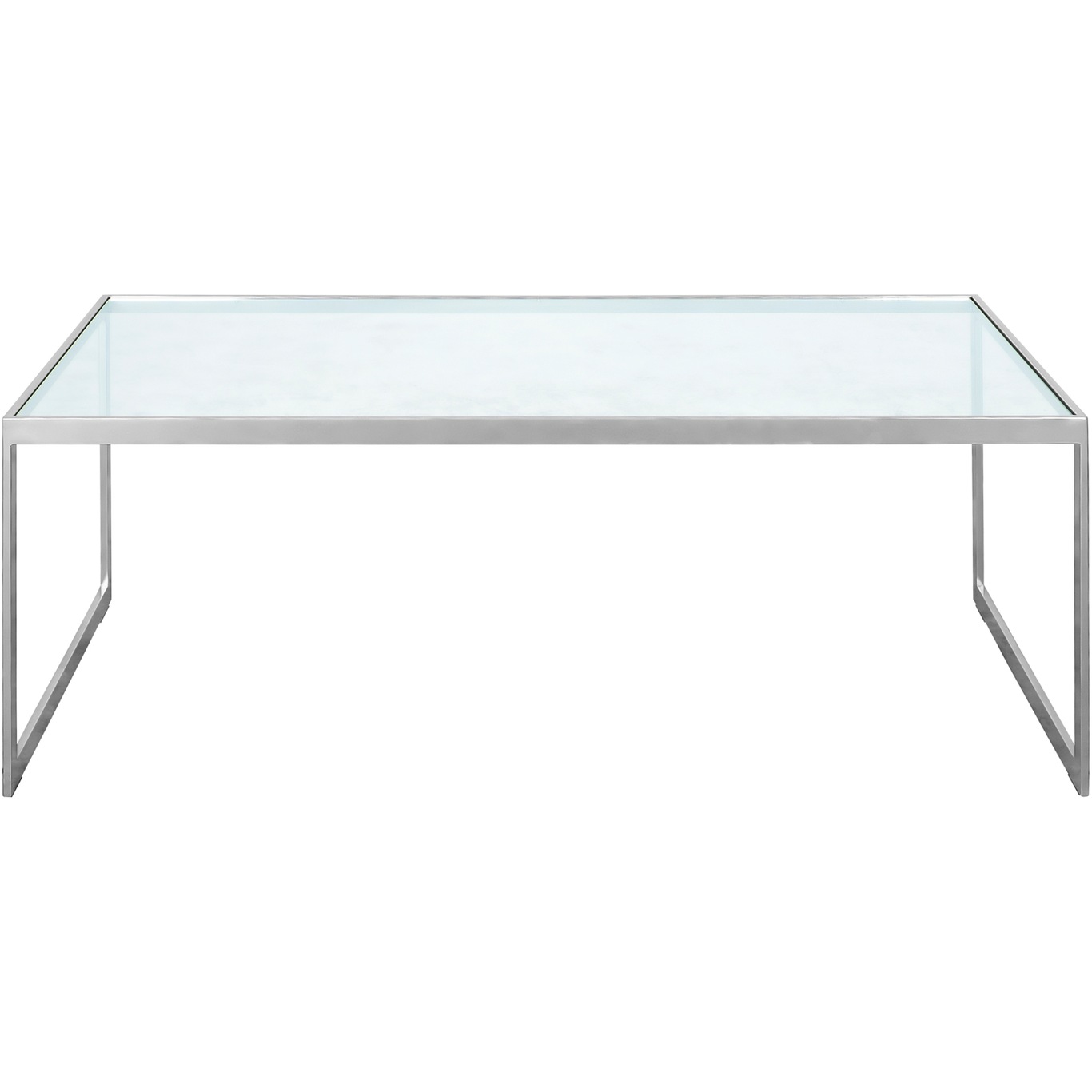 Square Sofabord, 122x62 cm, Sølvgråt/Glas
