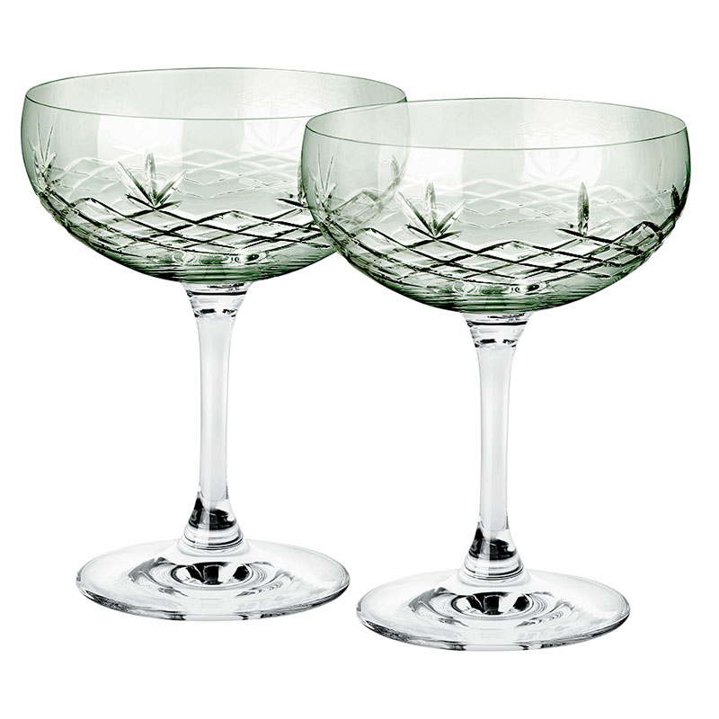 Crispy Gatsby Champagne Coupe Glas 2 Stk, Emerald