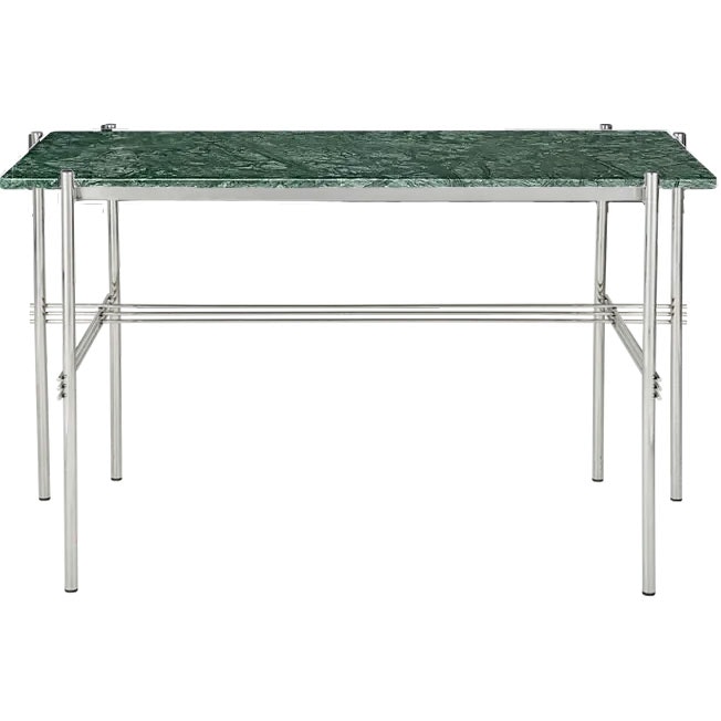 TS Skrivebord 60x120 cm, Poleret Stål / Grønt Guatemalamarmor