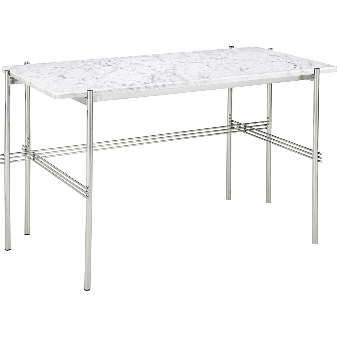 TS Skrivebord 60x120 cm, Poleret Stål / Hvidt Carrara marmor
