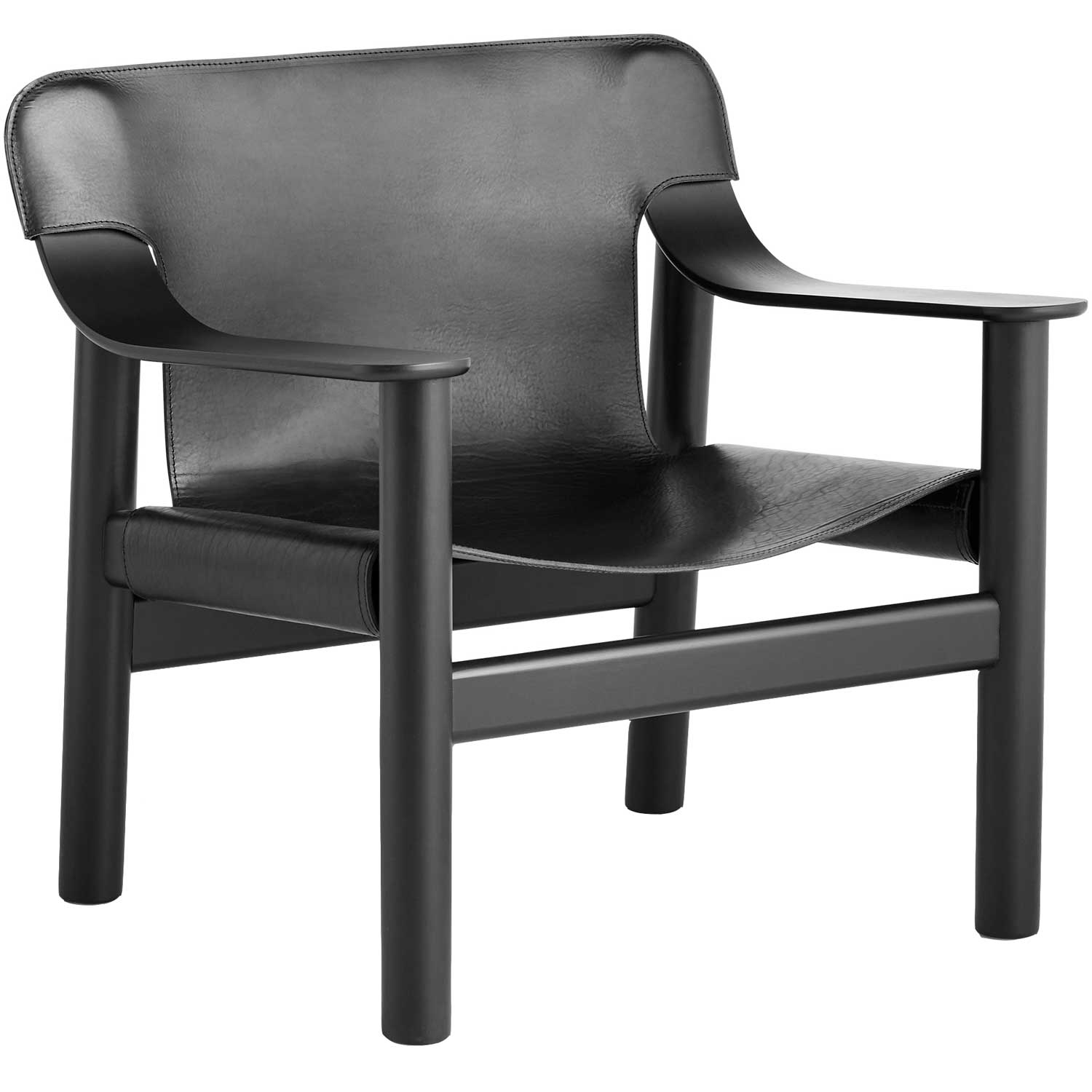 HAY-Bernard Lounge Chair, Black Water-based Lacquered Oak/Black Leather