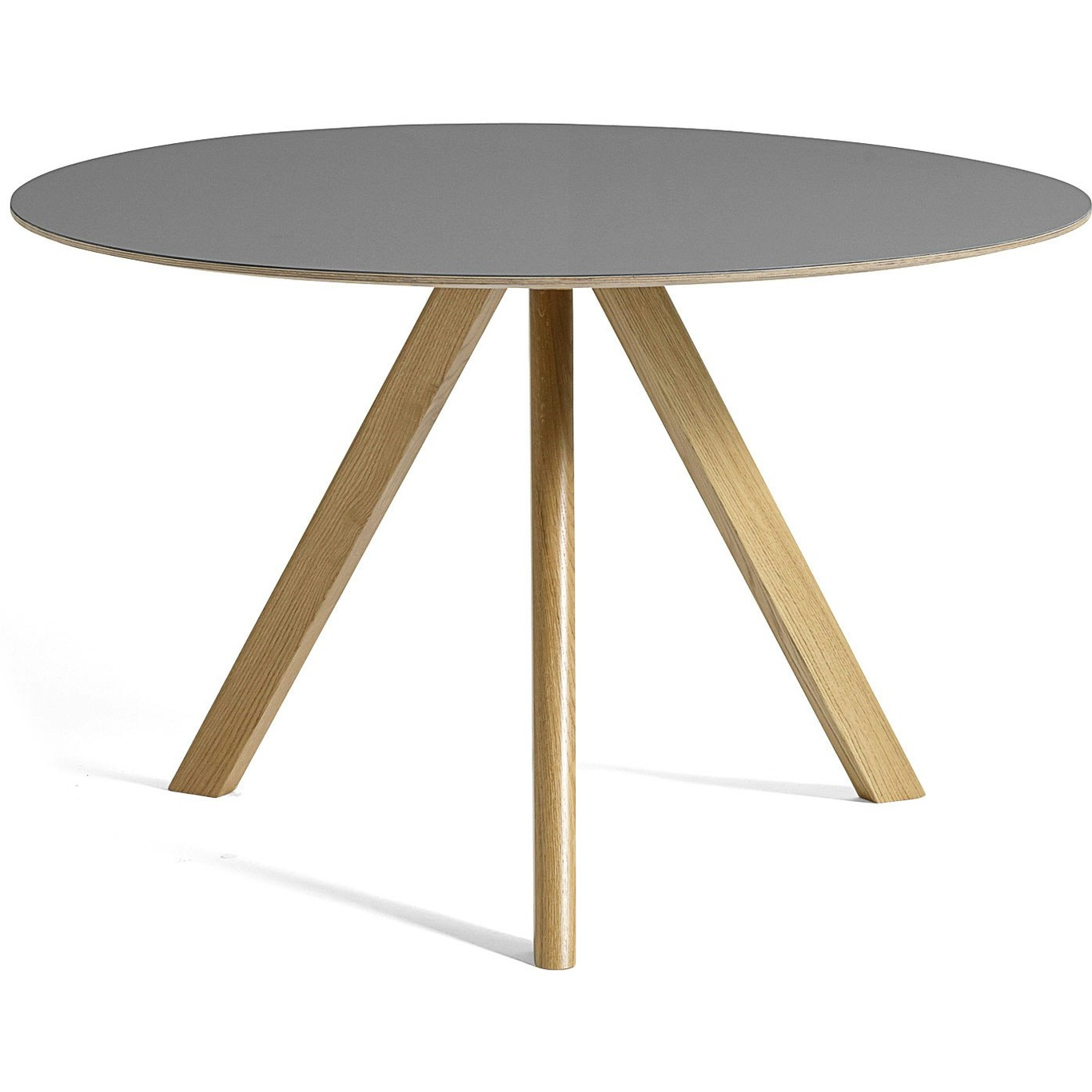 CPH 20 Table Ø120x74 cm, Vandbaseret Lakeret Eg/Gråt Linoleum