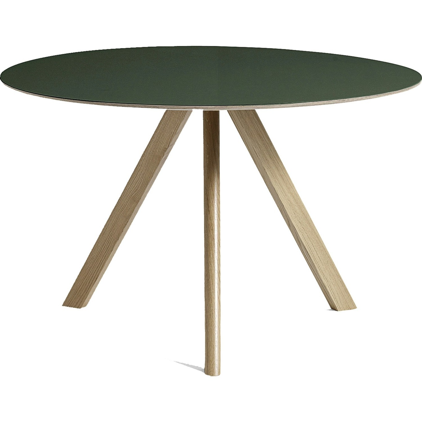 CPH 20 Table Ø120x74 cm, Vandbaseret Lakeret Eg/Grønt Linoleum