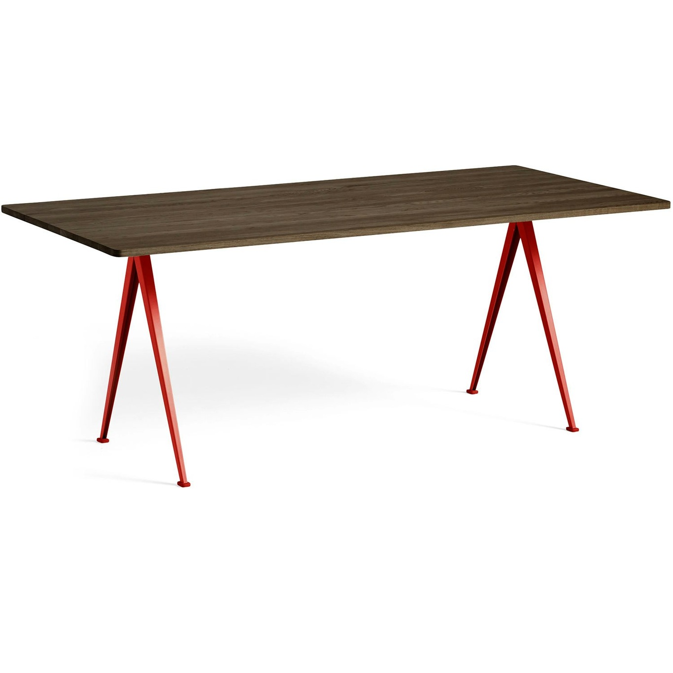 Pyramid 02 Spisebord 85x190 cm, Tomato Red / Mørkolieret Eg