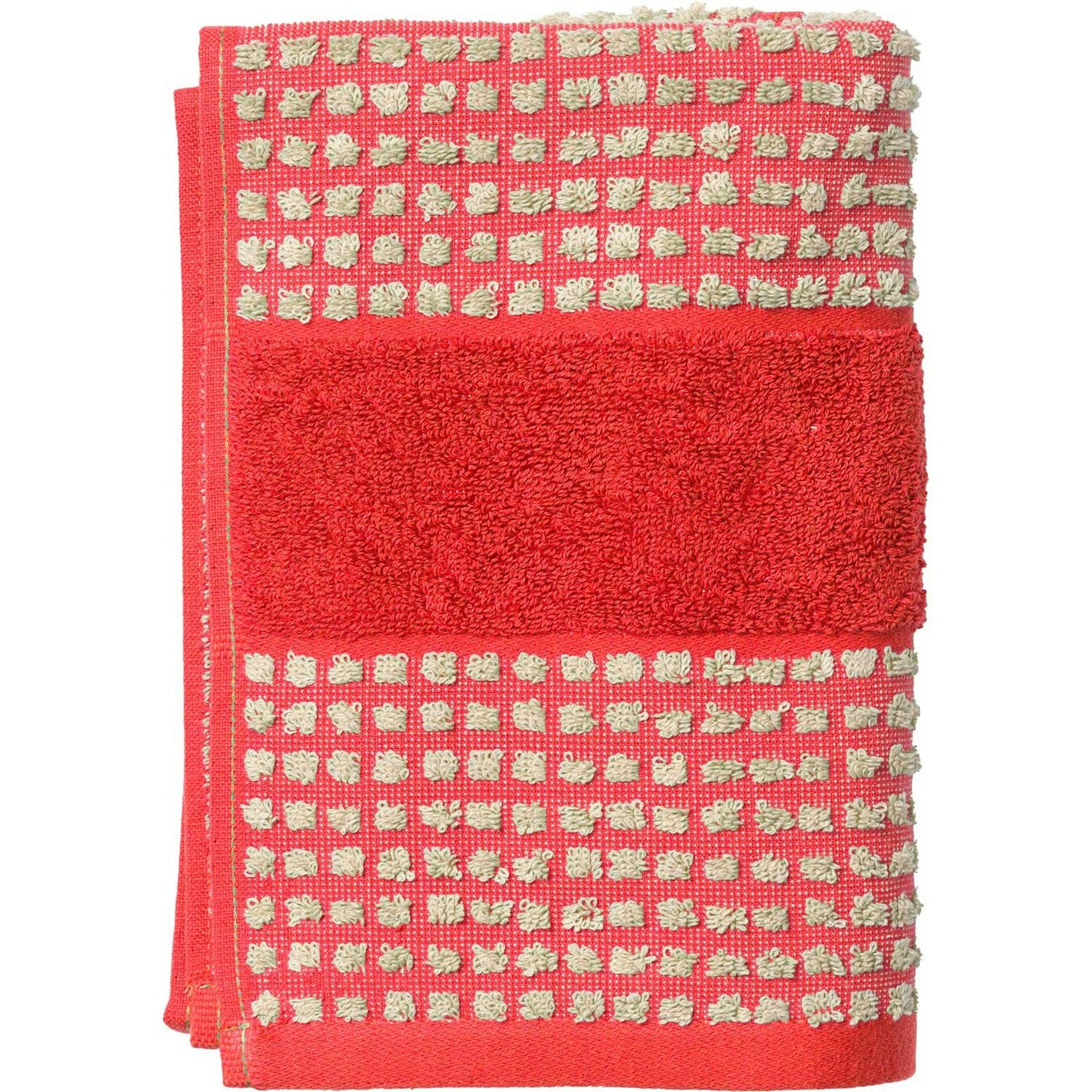 Check Håndklæde 100x50 cm, Rødt/Sand