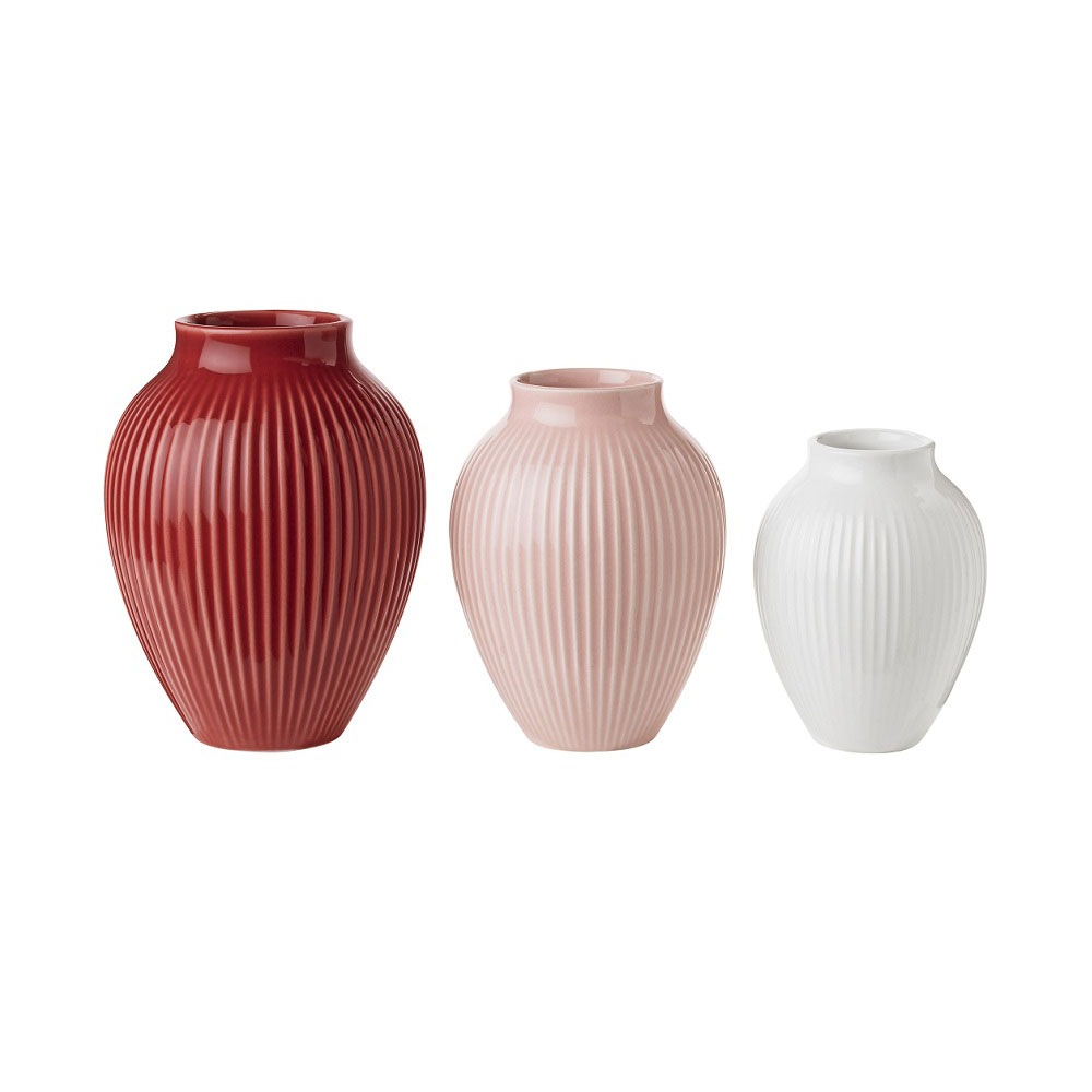 Vase Profileret 3-pak, Bordeaux / Pink / Hvid