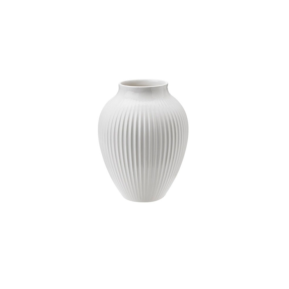 Vase Rillet Hvid 12,5 cm