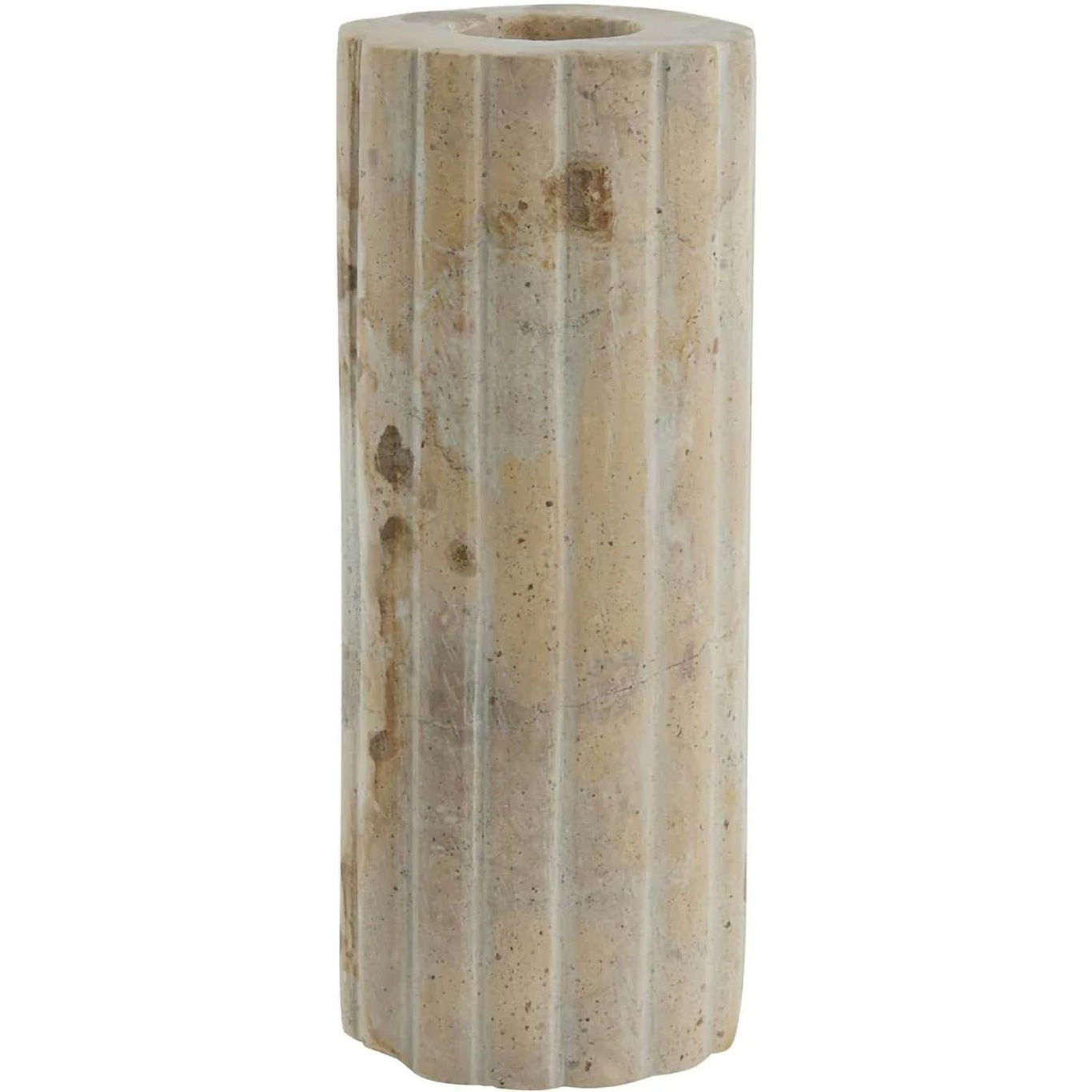 Eliana Candlestick 12.5X4.5 Cm. Marble Linen Lysestage Marmor Hør