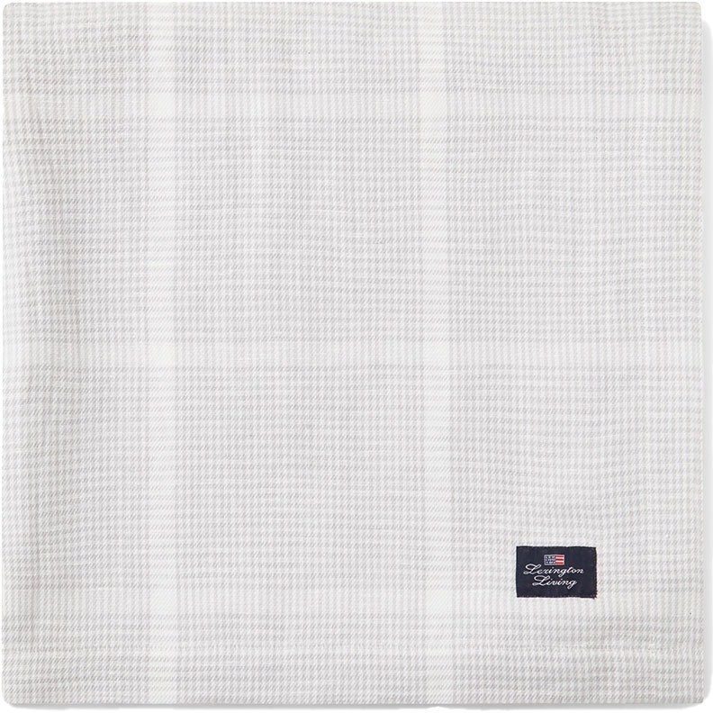 Cotton/Linen Pepita Check Dug Hvid/Lysegrå, 150x250 cm