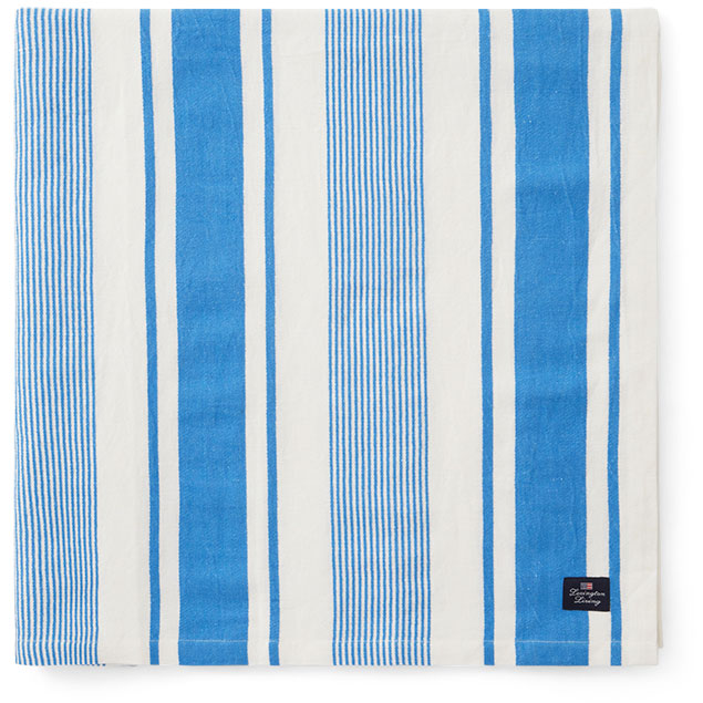 Striped Linen Cotton Dug 150x250 cm, Hvid / Blå
