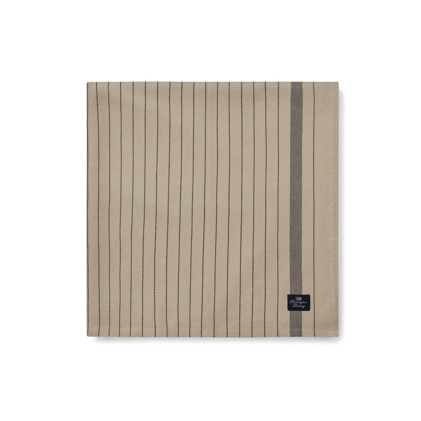Striped Organic Cotton Dug Beige/Mørkegrå, 150x250 cm