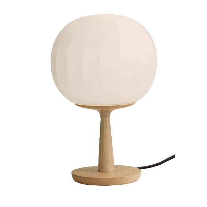 Lita Bordlampe 18 cm, Asketræ / Opalglas
