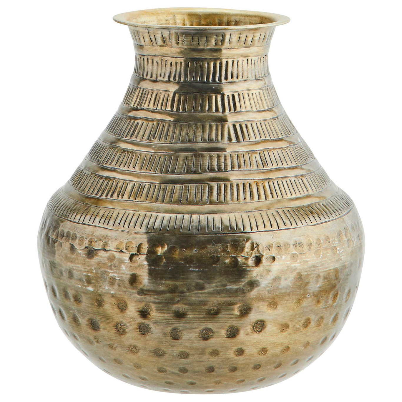Hamret Vase Aluminium, Antik Messing