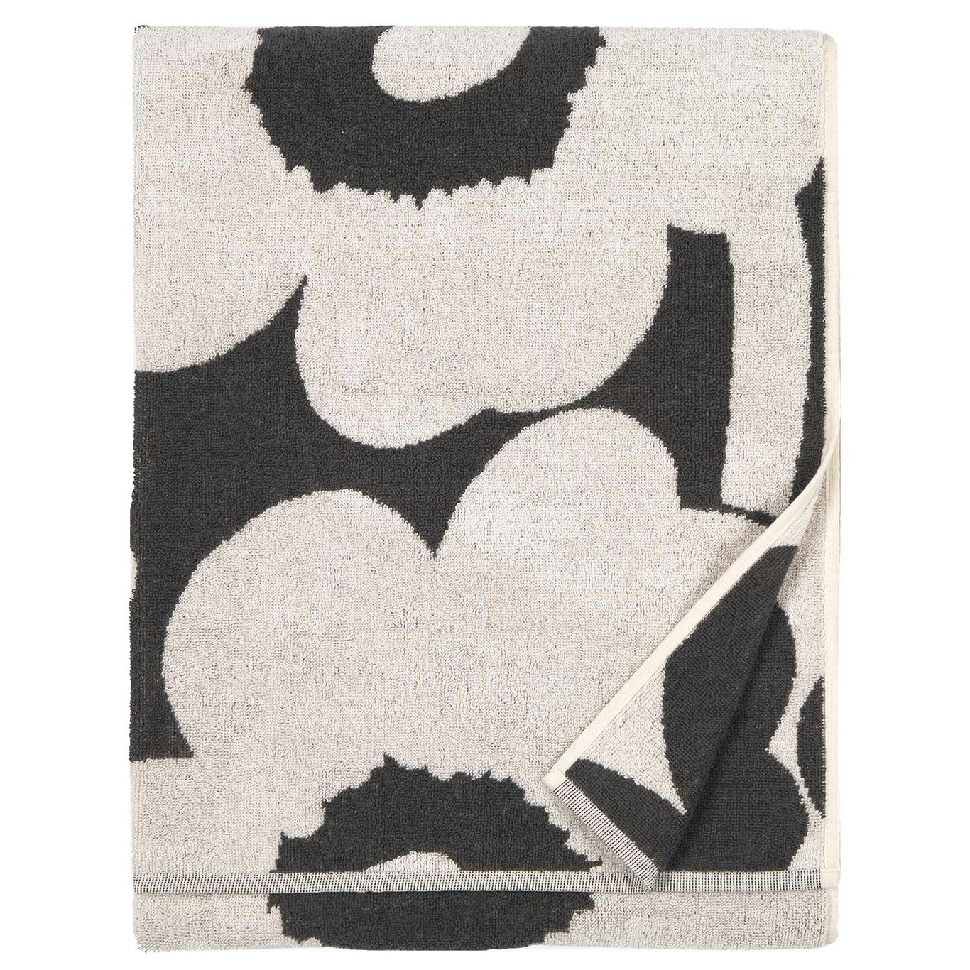 Unikko Badehåndklæde 70x150 cm, Offwhite/Trækulsfarvet