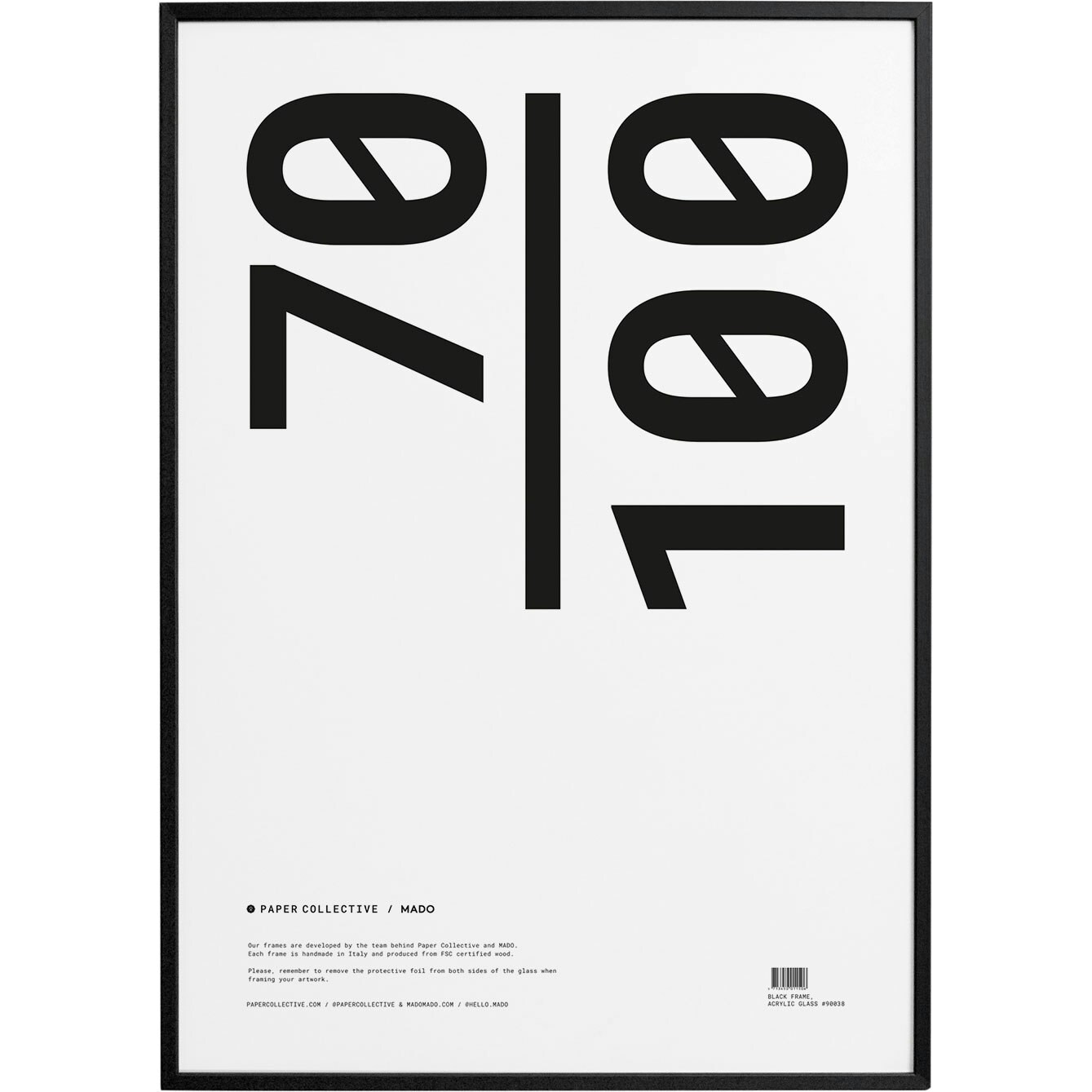 Paper Collective-Ramme Sort / Akrylglas, 70x100 cm