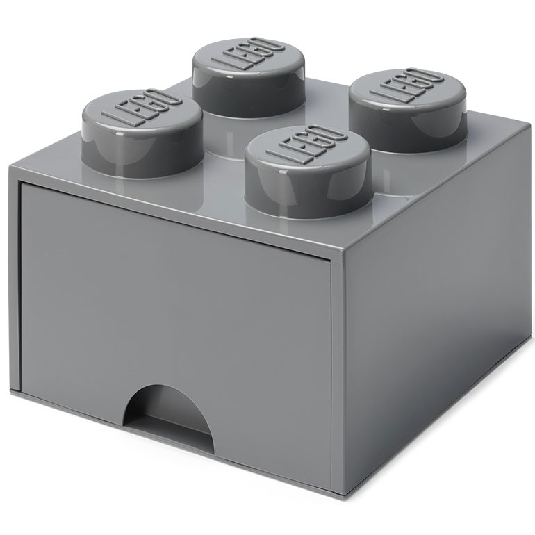 LEGO® Skuffe 4 Knopper, Dark Stone Grey