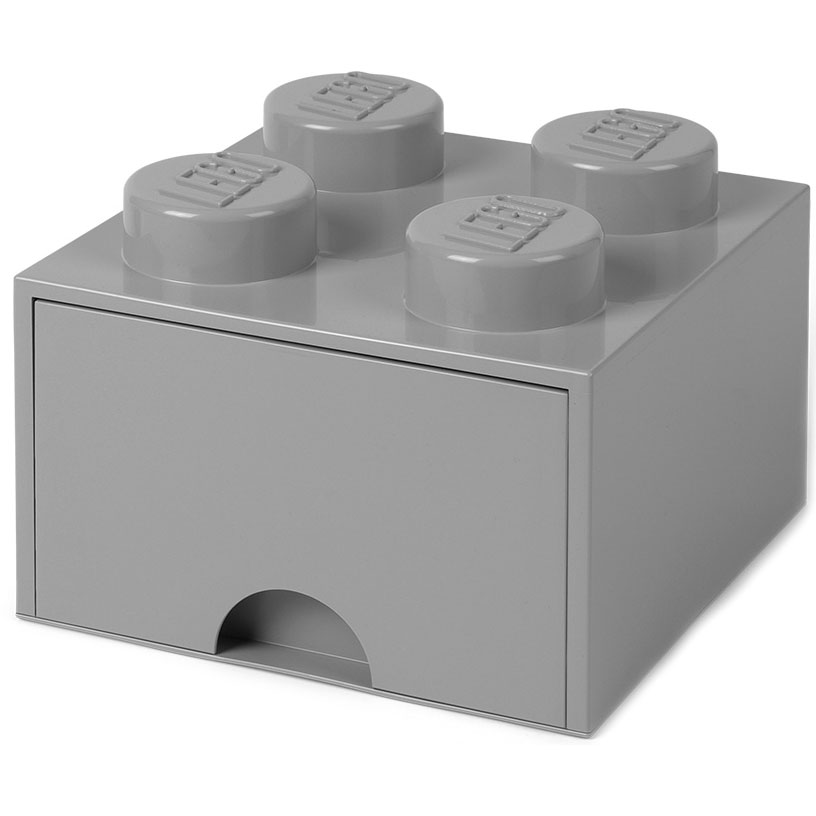 LEGO® Skuffe 4 Knopper, Medium Stone Grey
