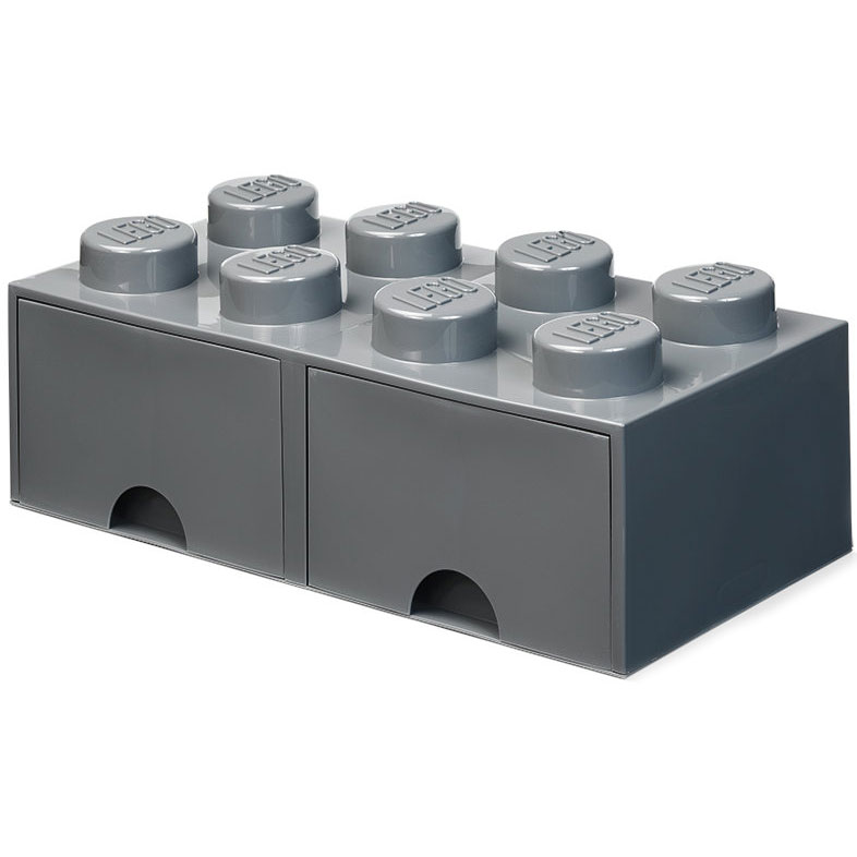 LEGO® Opbevaring med Skuffe 8 Knopper, Dark Stone Grey