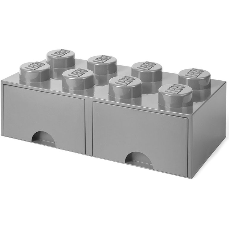 LEGO® Opbevaring med Skuffe 8 Knopper, Medium Stone Grey