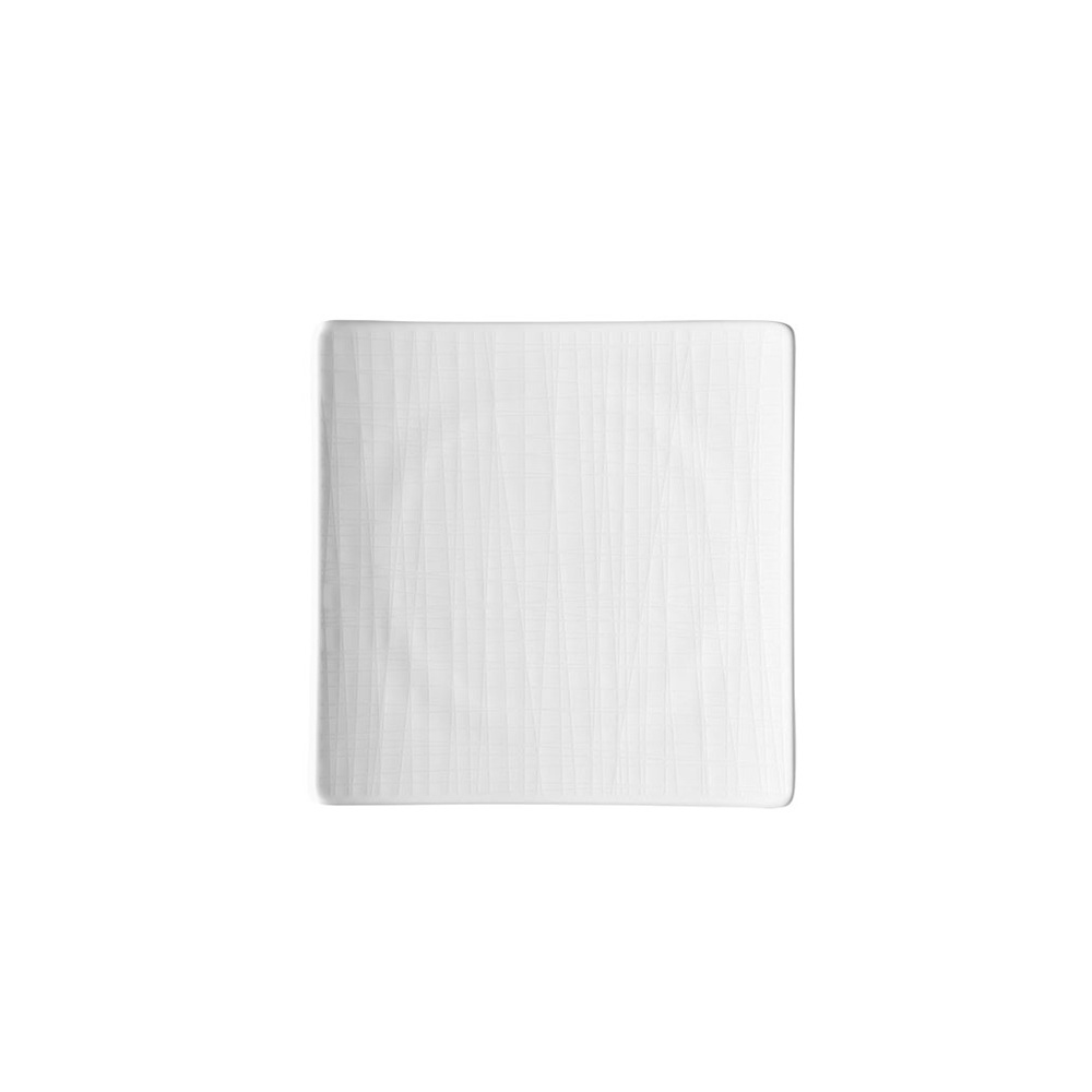Mesh Relief Flad Kvadratisk Tallerken 17 cm , Hvid