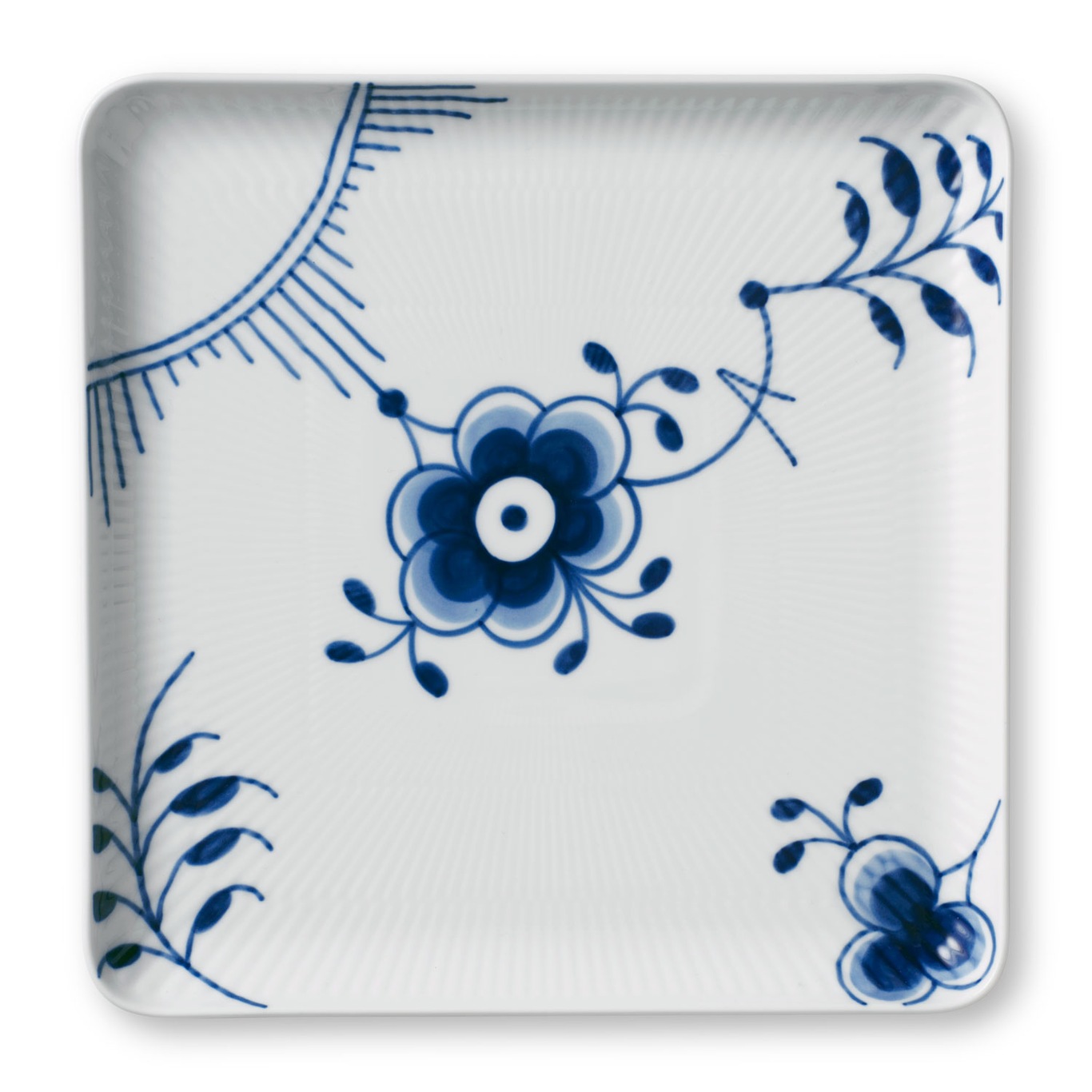Blue Fluted Mega Square Plate, 20x20 cm