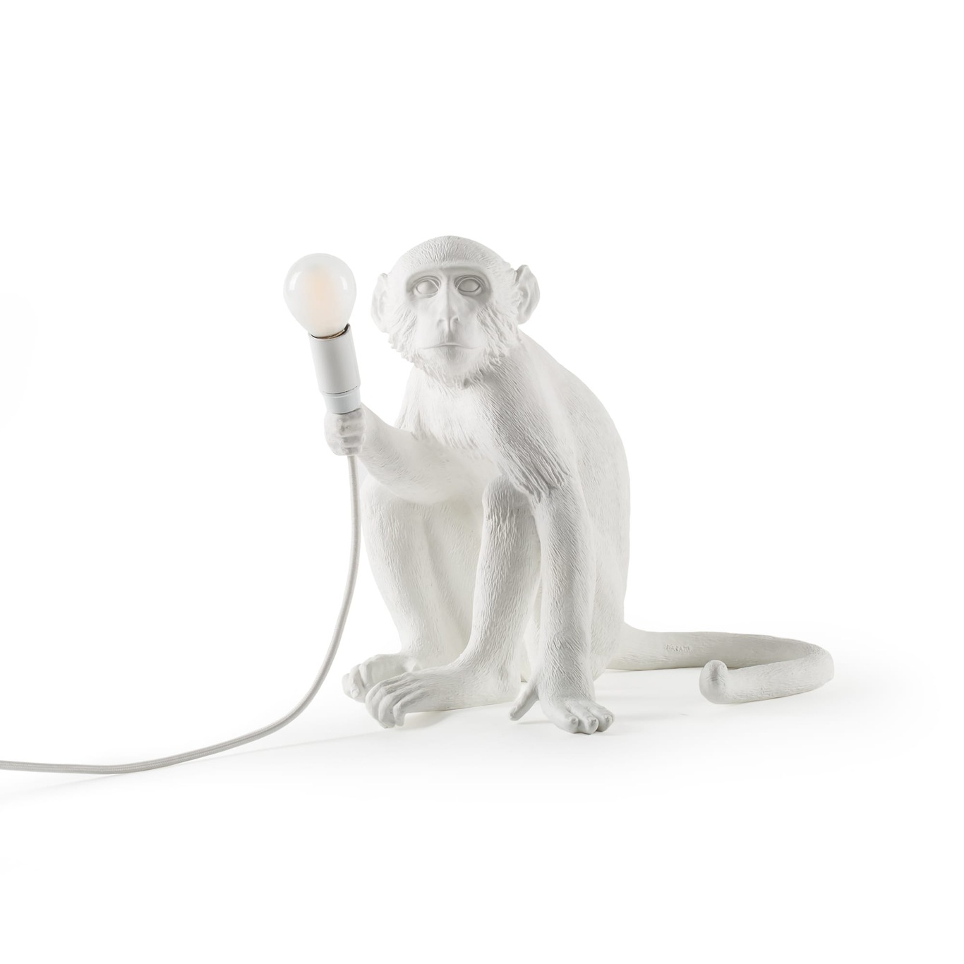 Monkey Lamp siddende, Hvid