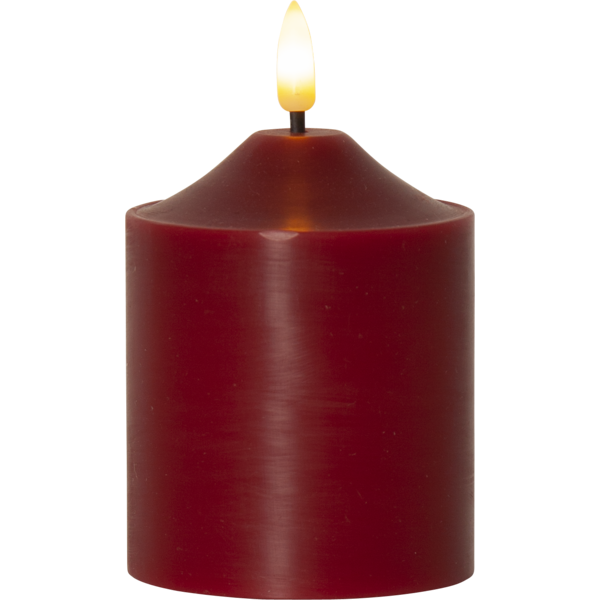 Flamme Bloklys LED Rødt, 12 cm
