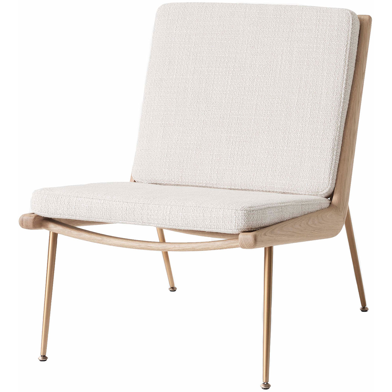 Boomerang HM1 Lounge Chair, White Oiled Oak / Loop Cream K5042