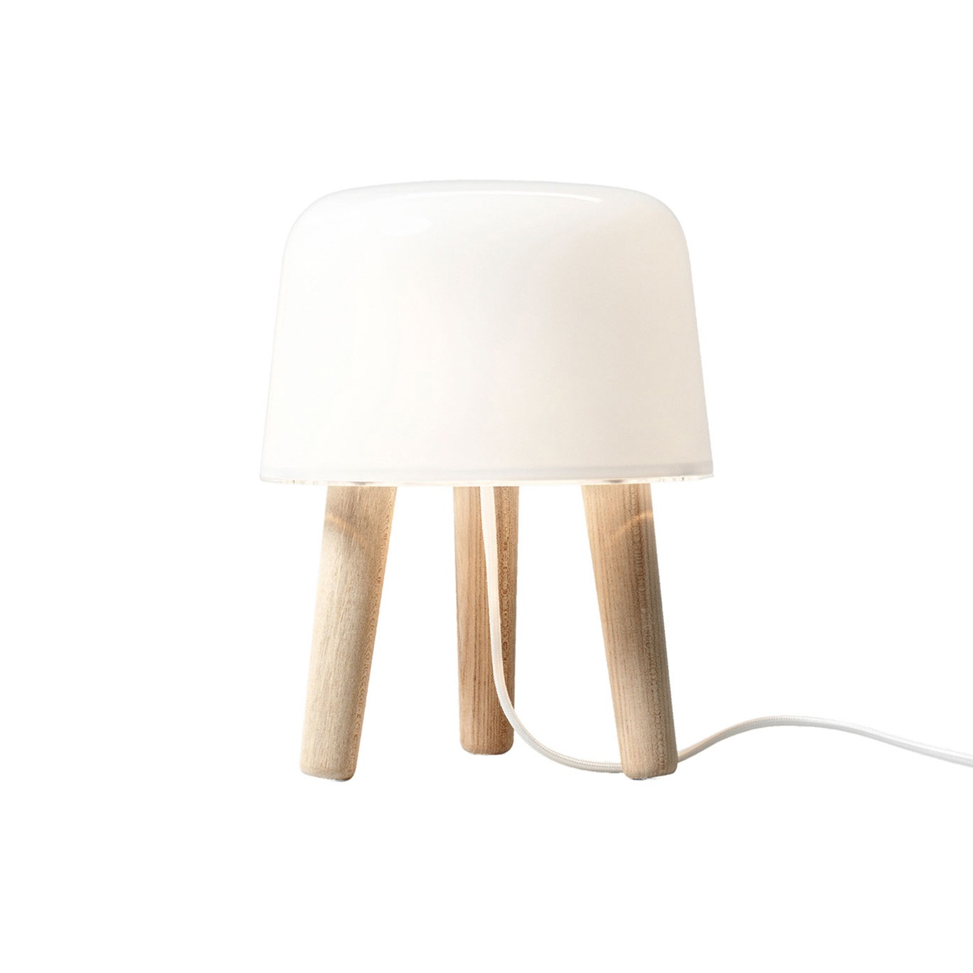 Milk Bordlampe, Ubehandlet Asketræ/Hvid Ledning