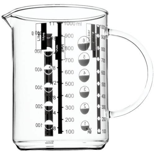 Målebæger/kande glas, 1,0 l