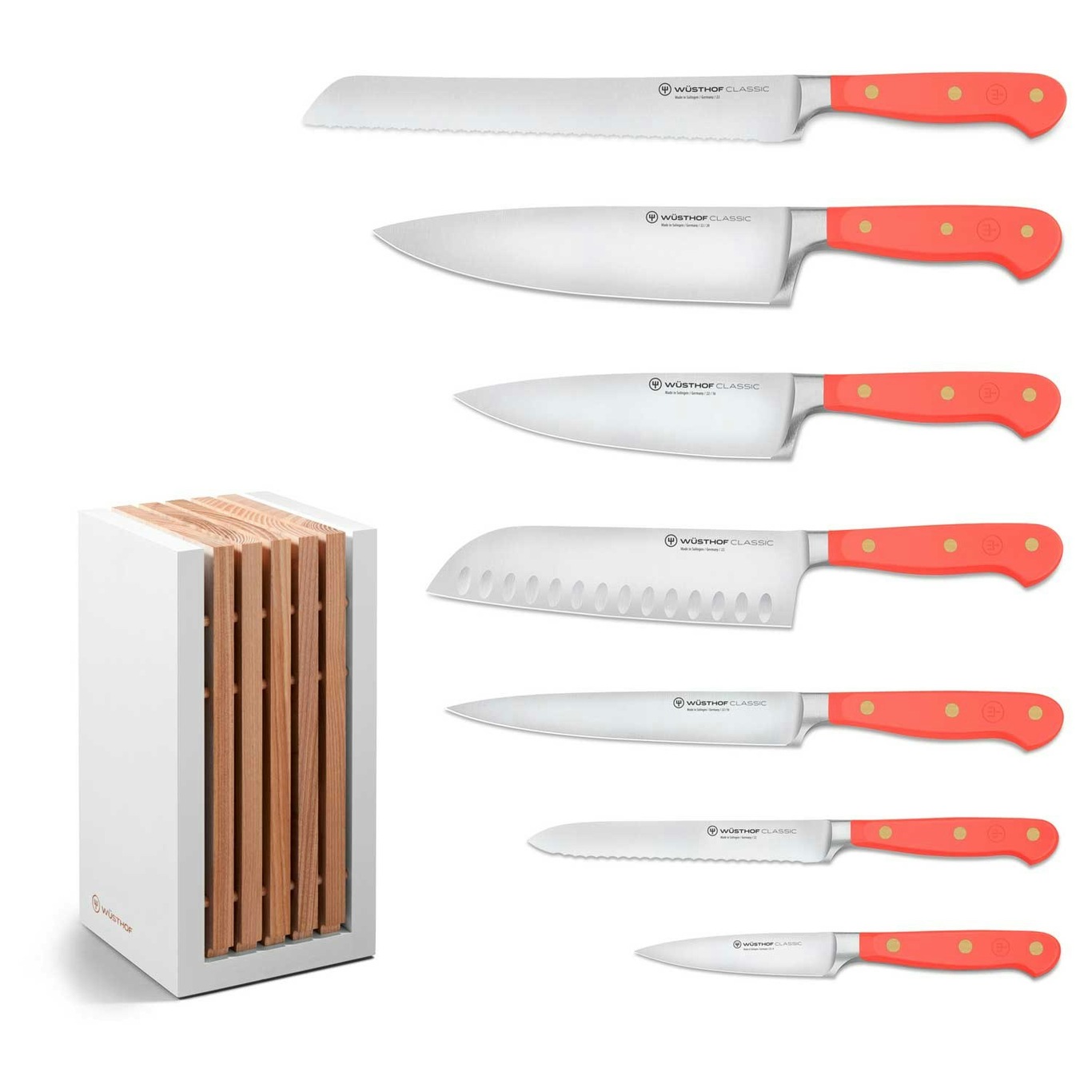 Classic Colour Knivsæt med Knivblok 8 dele, Coral Peach