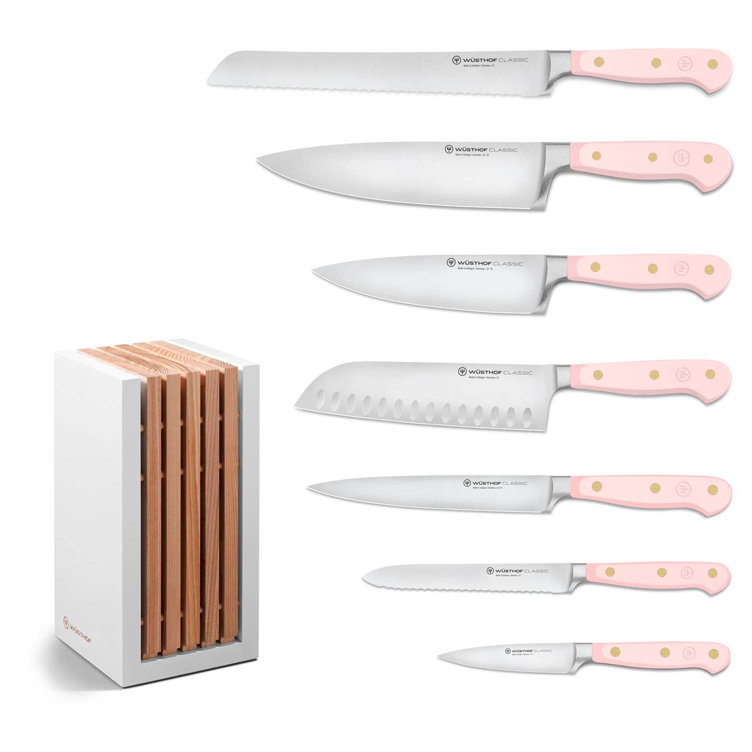 Wüsthof-Classic Colour Knivsæt med Knivblok 8 dele, Pink Himalayan Salt
